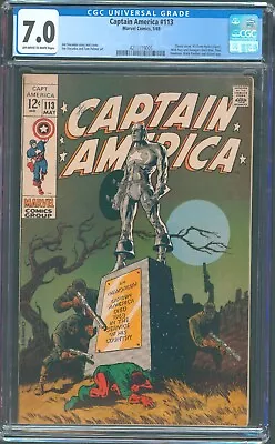 Buy Captain America #113, Marvel (1969), CGC 7.0 (FN/VF) - Classic Steranko Cover! • 111.17£