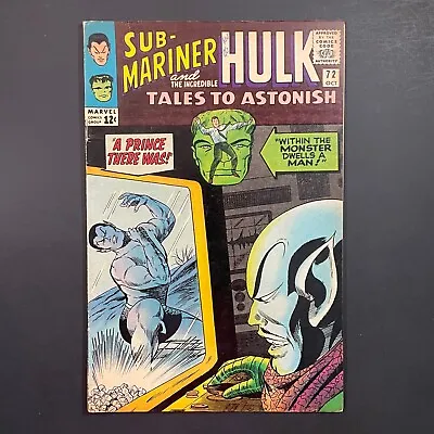 Buy Tales To Astonish 72 Silver Age Marvel 1965 Hulk Sub-Mariner Stan Lee Jack Kirby • 23.95£