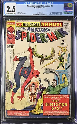 Buy The Amazing Spider-man Annual #1 1964 Cgc 2.5 First Sinister Six! Lee! Ditko! • 519.69£
