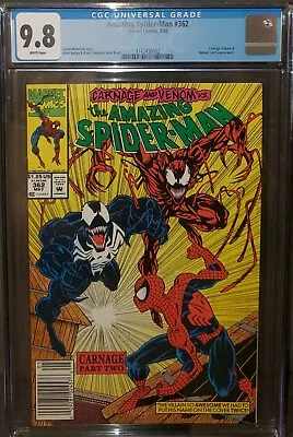 Buy Amazing Spider-man 362 Cgc 9.8 Newsstand Edition 2nd Full App Of Carnage Venom! • 197.61£