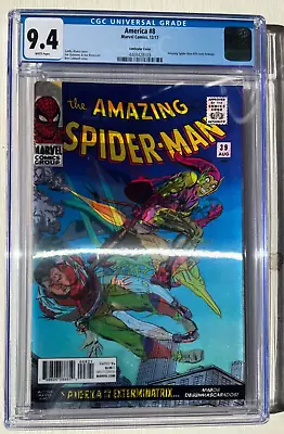 Buy =AMERICA=#8 CGC 9.4 3d LENTICULAR Variant 2017 CHAVEZ Spider-man ASM#39 Homage • 49£