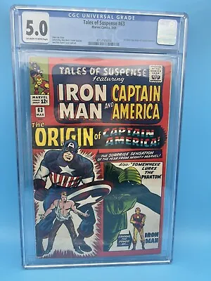 Buy Tales Of Suspense 63 CGC 5.0 1st Silver Age Origin Of Captain America 1965 • 120.12£