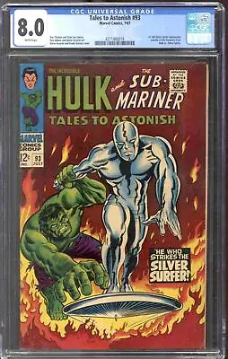 Buy Tales To Astonish #93 CGC 8.0 (W) Hulk Vs Silver Surfer • 401.29£