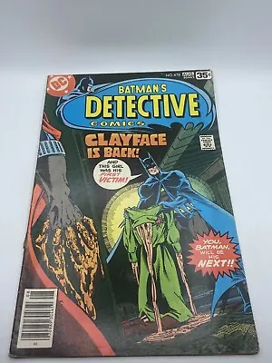Buy Detective #478 Newsstand - 1st Full Clay Face III - Batman - 1978 • 19.72£