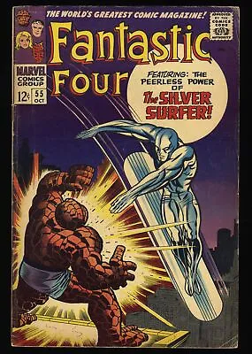Buy Fantastic Four #55 VG+ 4.5 Silver Surfer Appearance! Stan Lee! Marvel 1966 • 52.28£