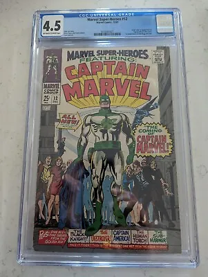 Buy Marvel Super Heroes #12 CGC 4.5 1st Appearance & Origin Captain Marvel OWW Pages • 79.82£