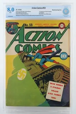 Buy Action Comics #59 - CBCS 8.0 VF -DC 1943- (Superman) WWII Cover - Hitler App!!! • 3,038.18£