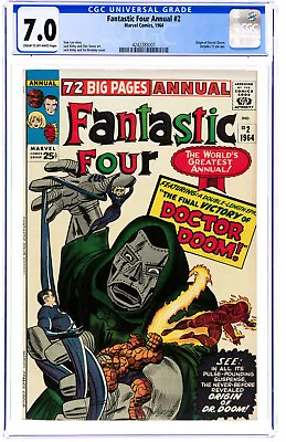 Buy 🔑 Fantastic Four Annual #2 CGC 7.0 1964 🔑  Origin Of Doctor Doom Kirby +Lee • 1,303.71£