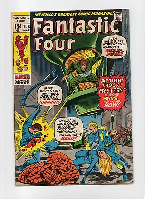 Buy Fantastic Four #108 MARVEL BRONZE STAN LEE JACK KIRBY BUSCEMA SINNOTT 1971  • 8£