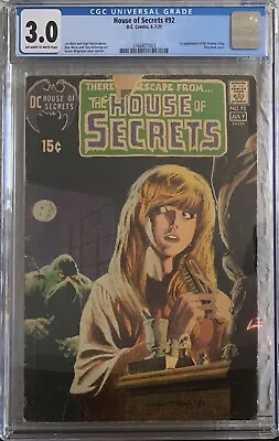 Buy House Of Secrets #92 Cgc 3.0 Vd/vg 1971 1st Appearance Of Swamp Thing Dc Comics • 678.25£