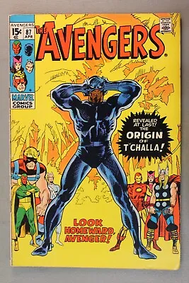 Buy The Avengers #87  THE ORIGIN OF BLACK PANTHER!  1971  Look Homeward, Avenger!  • 38.63£