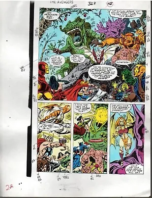 Buy Original 1990 Avengers 327 Color Guide Art: Thor,Iron Man,Captain America,Marvel • 59.62£