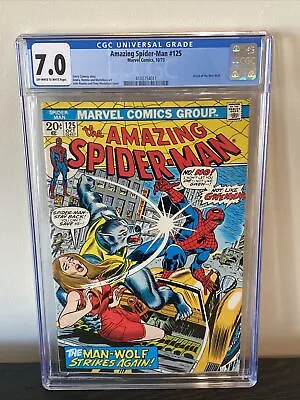 Buy Amazing Spider-Man #125 CGC 7.0 Origin Of Man-Wolf Key Marvel 1973 • 103.75£