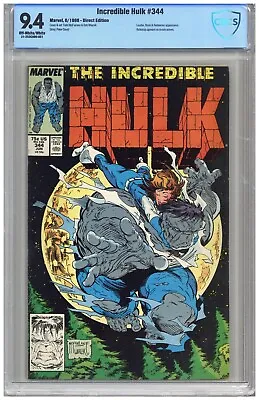 Buy Incredible Hulk  # 344   CBCS   9.4  NM   Off White/wht Pgs   6/88   Leader, Roc • 122.69£