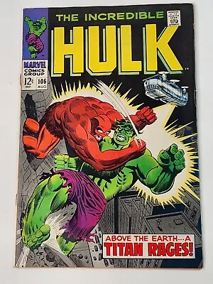 Buy Incredible Hulk 106 Marvel Comics Death Of The Missing Link Silver Age 1968 • 39.52£