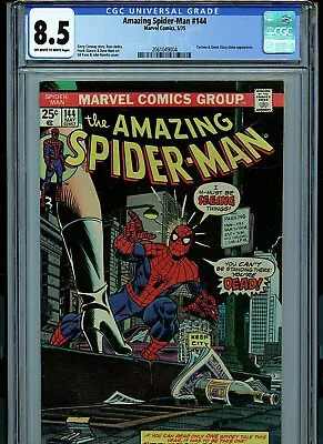 Buy Amazing Spider-man #144 CGC 8.5 VF+  1975 Marvel Comic 1st Stacy Gwen Clone K24 • 229.55£