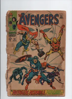 Buy Avengers #58  2nd Appearance Vision! Ultron/Vision Origin! Marvel 1968 B11 • 7.30£
