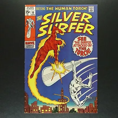 Buy Silver Surfer #15 | Marvel 1970 | Surfer Vs. Human Torch | FN+ • 34.58£