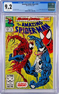Buy Amazing Spider-Man #378 CGC 9.2 (Jun 1993, Marvel) Maximum Carnage, Venom, Cloak • 40.78£