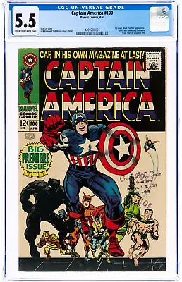 Buy Captain America #100 CGC 5.5 1968 Key Classic Cover! 1st Solo Book Silver Age • 433.30£