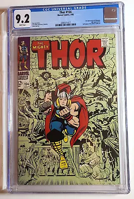 Buy Thor #154 - CGC 9.2 - (1968) - Stan Lee - Jack Kirby Classic Cover! 1st Mangog • 191.88£