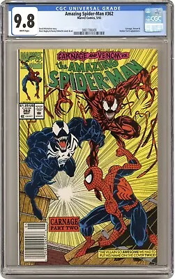 Buy Amazing Spider-Man #362 CGC 9.8 Newsstand Edition 2nd Full App Carnage 1992 • 109.89£