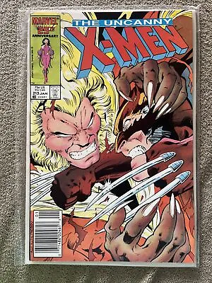Buy Uncanny X-Men #213 Wolverine Vs Sabretooth 2 Marvel Newsstand Comics 1987 VF-/VF • 12.67£