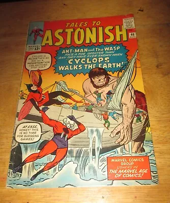 Buy TALES To ASTONISH 46  G /2.5 ANT-MAN & WASP The CYCLOPS 1963 Jack Kirby 3rd Wasp • 24.29£