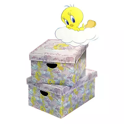 Buy 2 X Tweety Looney Tunes Carboard Storage Store Boxes For Girls Kids Bedroom • 9.99£