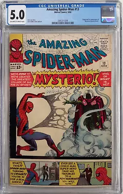 Buy 🕸amazing Spider-man #13 Cgc 5.0*1964, Marvel*1st App. Mysterio*stan Lee*ditko🕷 • 1,160.64£