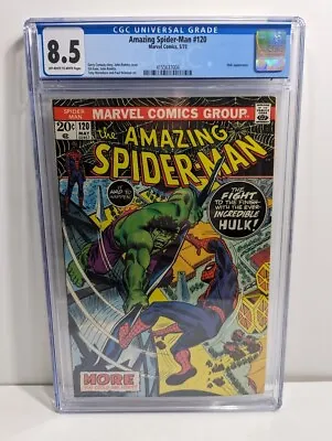 Buy Amazing Spider-Man #120 Marvel Comics Ft. The Incredible Hulk High Grade CGC 8.5 • 145.14£