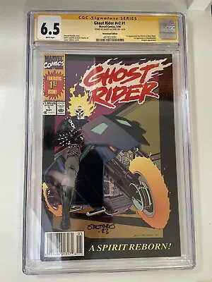 Buy CGC Signature Series 6.5 GHOST RIDER #v2 #1 SIGNED BY SALTARES NEWSSTAND EDITION • 83.01£