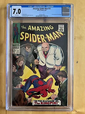 Buy Amazing Spider-Man #51 CGC 7.0 White Pages 1st Kingpin Cover John Romita Artwork • 359.78£