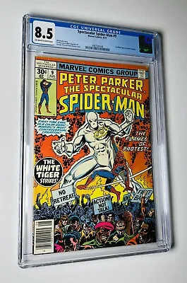 Buy Spectacular Spider-Man 9 - NEWSSTAND White Tiger - Custom Label - CGC Graded 8.5 • 47.93£