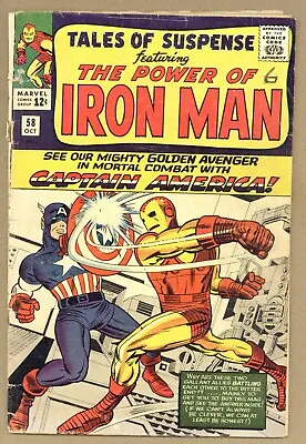 Buy Tales Of Suspense 58 (VG-) KIRBY COVER! Cap Vs Iron Man! 2nd Kraven! 1964 X642 • 84.86£