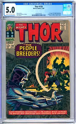 Buy Thor 134 CGC Graded 5.0 VG/FN Marvel Comics 1966 • 119.89£