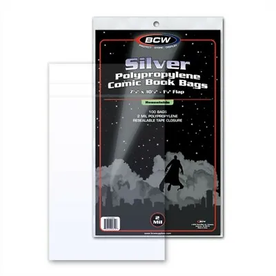 Buy Pack / 100 BCW RESEALABLE Silver Comic Book Acid Free Poly Bags Archival Sleeves • 16.73£