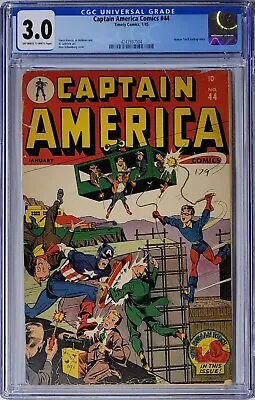 Buy Captain America Comics #44 CGC 3.0 Timely 1945 Schomburg WW2 Cover Human Torch • 1,100.29£
