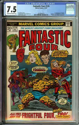 Buy Fantastic Four #129 Cgc 7.5 Cr/ow Pages // 1st Appearance Of Thundra 1972 • 71.96£