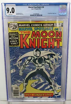 Buy MARVEL SPOTLIGHT #28 (1976) CGC 9.0 WHITE 1st Solo Moon Knight Story Doug Moench • 146.26£