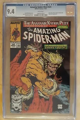 Buy Amazing Spider-Man #324 CGC 9.4 White Pages Todd McFarlane Sabretooth Cover! • 45.13£