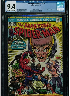 Buy Amazing Spider-man #138 Cgc 9.4 1974 1st Appearance & Origin Of Mindworm Owtw Pg • 146.24£