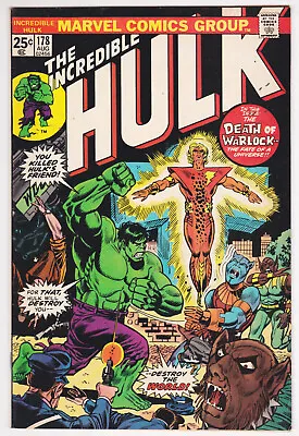 Buy Incredible Hulk #178 Fine 6.0 Death Of Adam Warlock Man-Beast Herb Trimpe 1974 • 17.41£