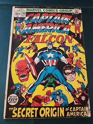 Buy Marvel Comics Captain America And Falcon #155 November 1972 Origin Retold 6.0 FN • 23.95£