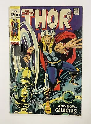 Buy Thor #160. Jan 1969. Marvel. Vg-. Odin! Lady Sif! Ego! Galactus! • 50£