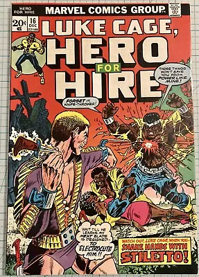 Buy Hero For Hire #16 VF+ 1st Appearance Stiletto 1973 Marvel Luke Cage Bronze Age • 18.10£