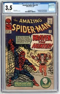 Buy Amazing Spider-Man #15 ~ CGC 3.5 ~ 1st App. Of Kraven The Hunter • 554.94£