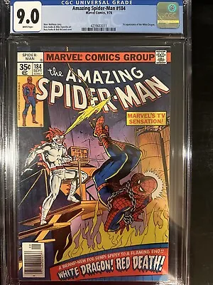 Buy Amazing Spider-Man #184 CGC 9.0 (Marvel 1978)  WP! Newsstand!  1st White Dragon! • 80.06£