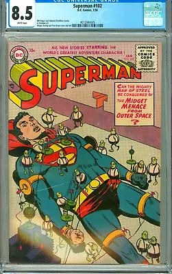 Buy SUPERMAN 102 CGC 8.5 RARE 'Midget Menace From Outer Space' SILVER AGE DC 1956 • 1,862.69£