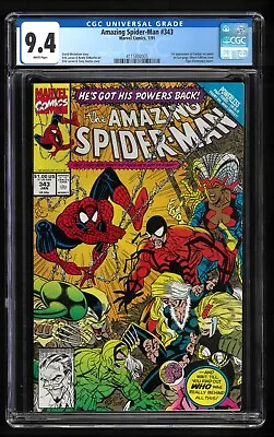 Buy Amazing Spider-Man #343 CGC 9.4 WHITE Marvel 1991 Erik Larsen Powerless Part 3 • 31.54£